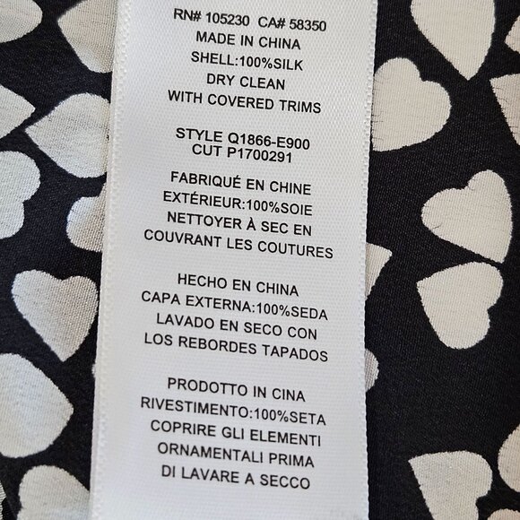 NWT! Equipment Femme Essential Heart Print Silk Shirt Medium B & W Button Down - Picture 9 of 12